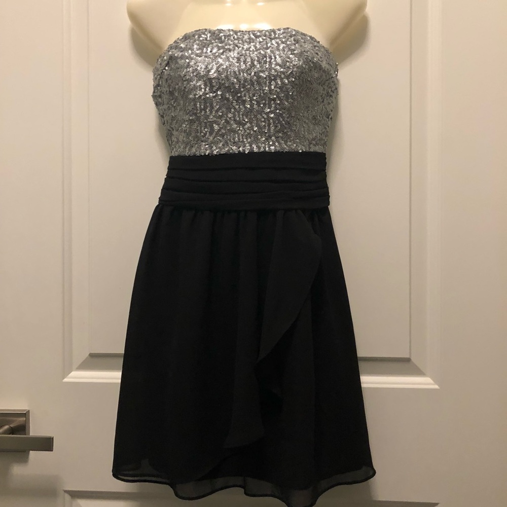 NWT Express Black Sequins Strapless Mini Dress